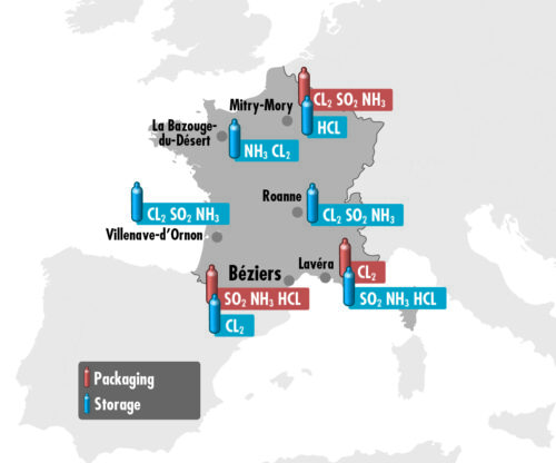 carte de france de la logistique gazechim gaz